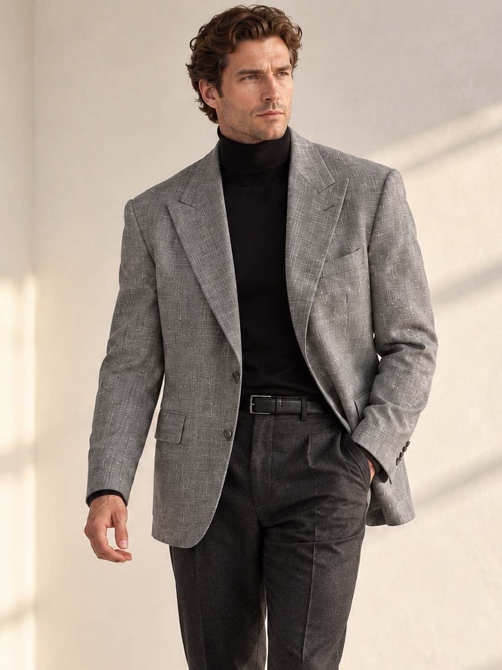 Atelier Munro Harry Rosen Gray Wool Linen Blend Custom Blazer US 46R
